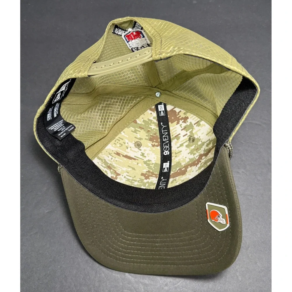 New Era Cleveland Browns Hat Mens M/L Olive Salute to Service 9SEVENTY Snapback